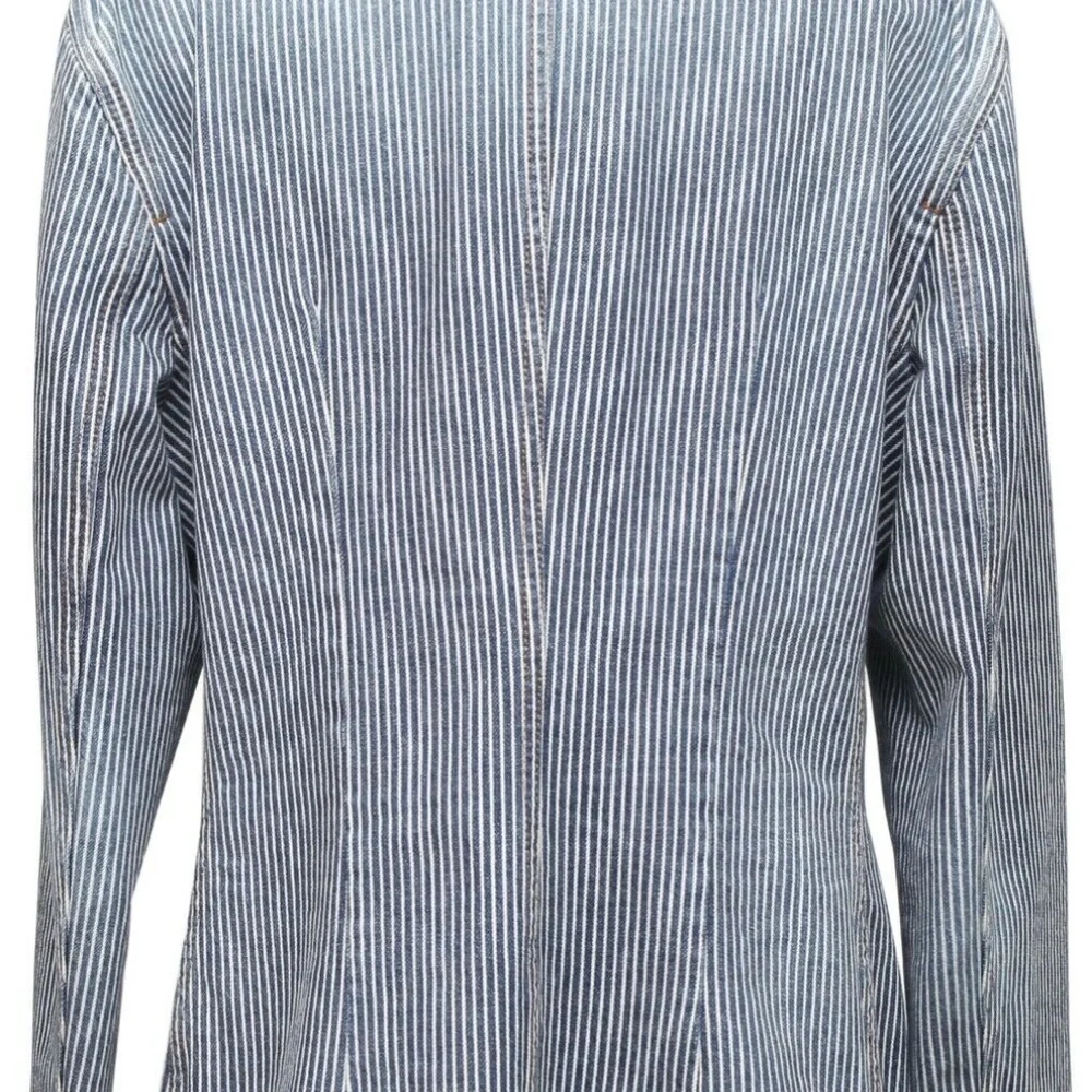 DIOR Blazer Coat Denim BAR JACKET Striped Blue White Cotton US 14 F 46 $4300